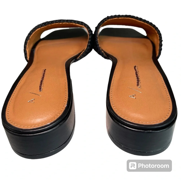 Anthropologie Black Woven Slide Sandals with Block Heel - Picture 6 of 12